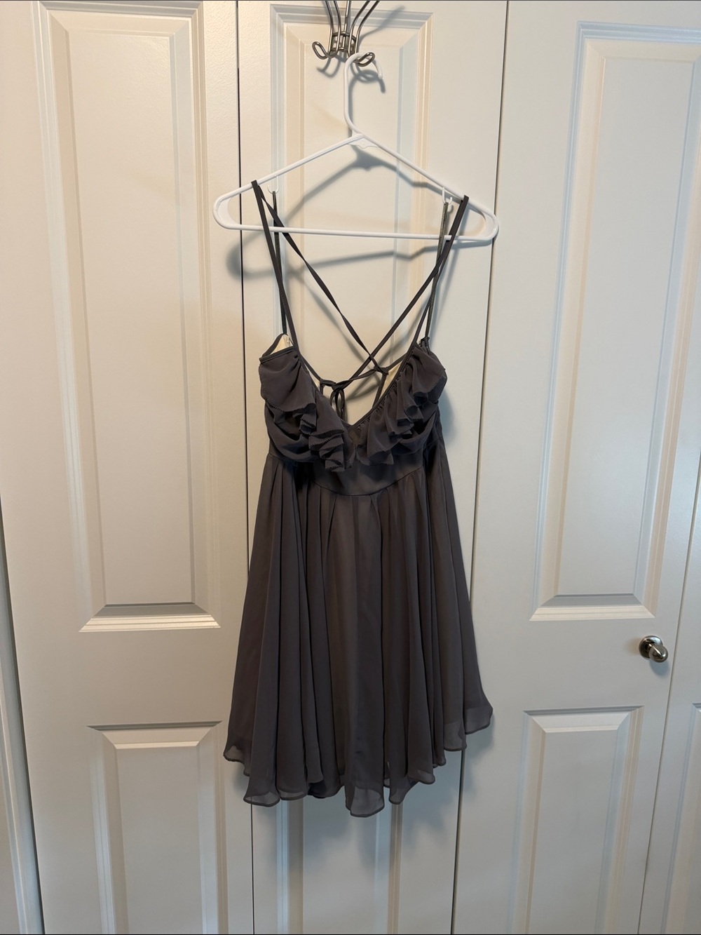 Ark & Co Charcoal Ruffle Backless Strappy Dress